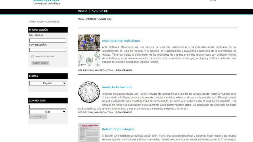 La web que reúne las revistas editadas por la Universidad de Málaga también ha sido renovada y ya está disponible.