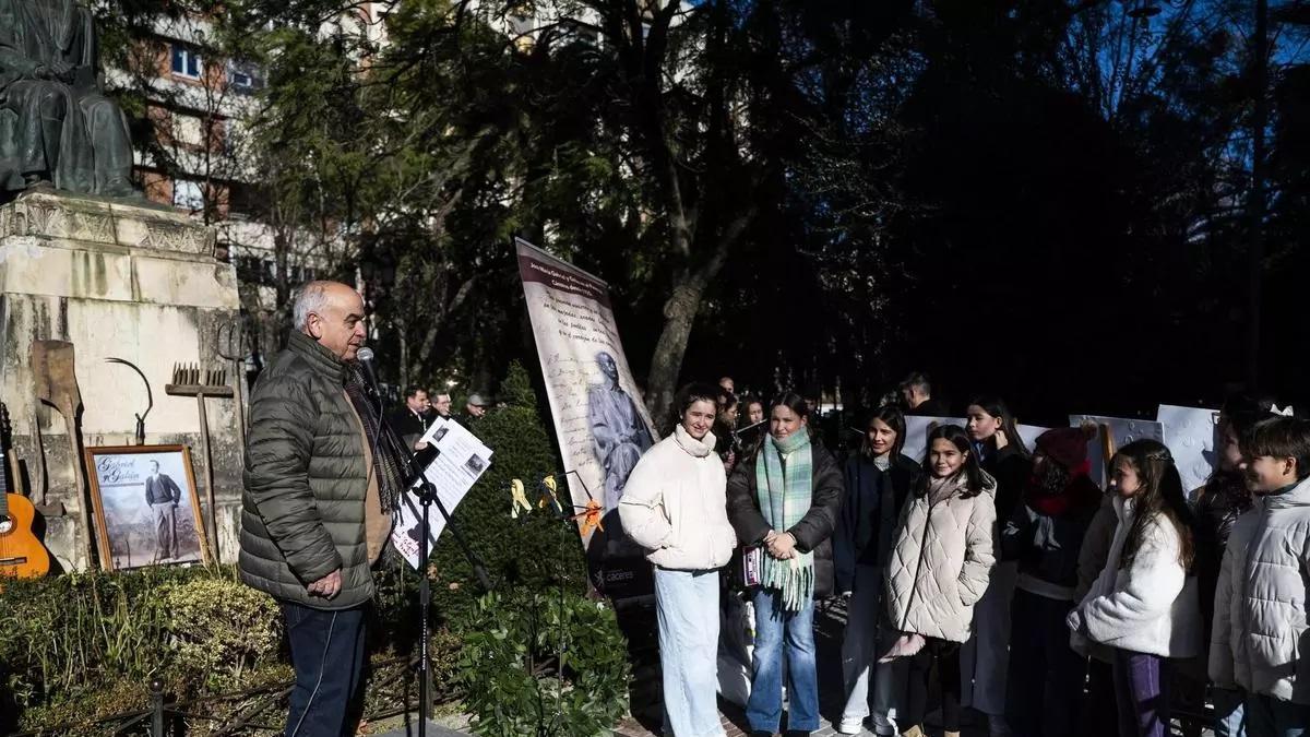 Matías Simón, durante uno de los actos de la Asociación de Amigos del poeta Gabriel y Galán.