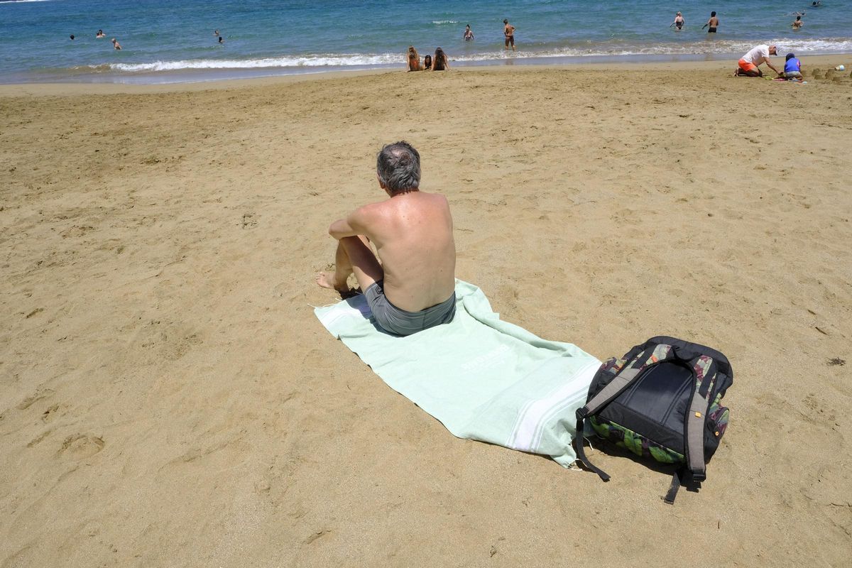 José Alfonso Melían disfrutando de una mañana en la playa de Las Canteras.