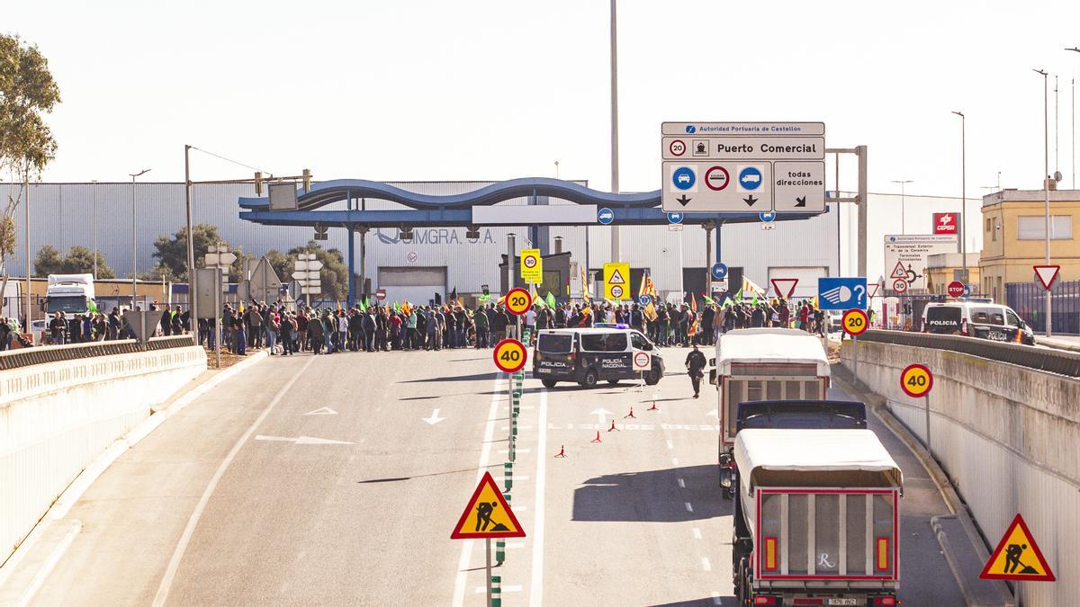 Protesta de agricultores en Port Castelló, en una imagen reciente.