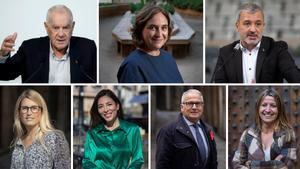 Ernest Maragall, Ada Colau, Jaume Collboni, Elsa Artadi, María Luz Guilarte, Josep Bou y Eva Parera