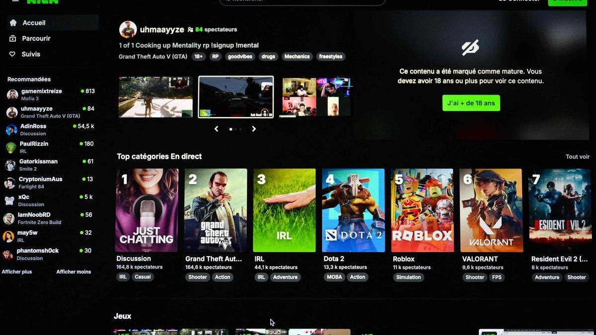 Pantalla de inicio de la plataforma de 'streaming' Kick, que emitía las palizas a Jean Pormanove.
