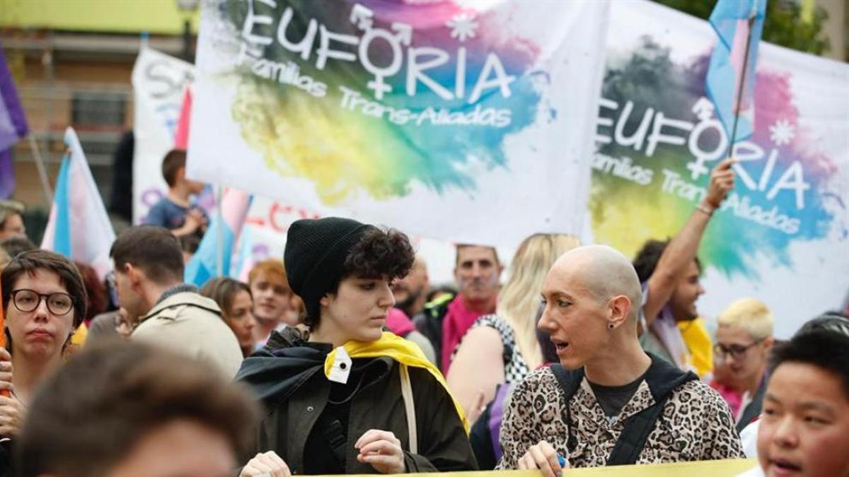 Un momento de la manifestación trans de Madrid.