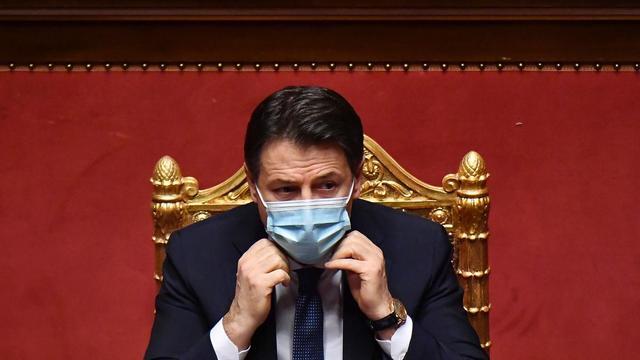 El primer ministro italiano, Giuseppe Conte, durante su discurso en el Senado, este martes.