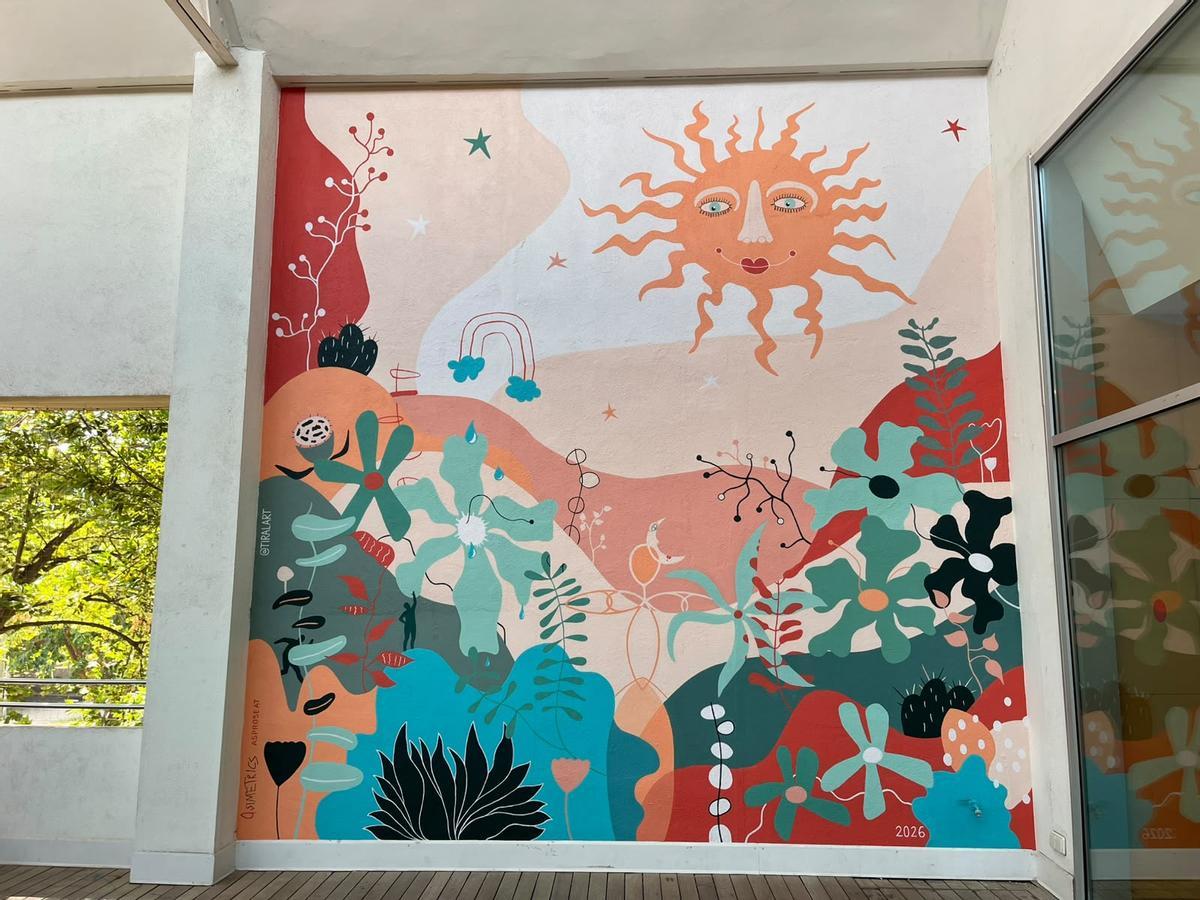 Mural participativo de la Fundació Asproseat, en la biblioteca Francesc Candel