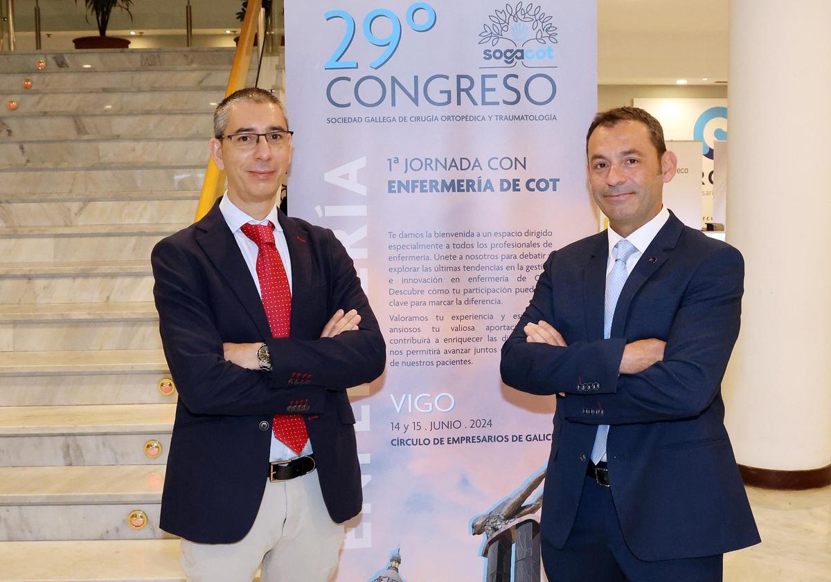 Los dtraumatólogos Rafael Otero Pérez y Manuel Castro Menéndez, organizadores del Congreso de Cirugía Ortopédica y Traumatología.