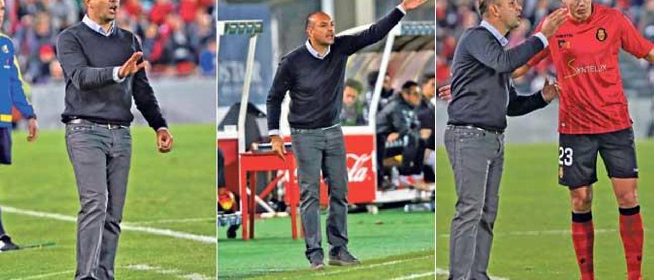 Pepe Gálvez da instrucciones a sus jugadores durante el partido de ayer en el Iberostar Estadio ante el Albacete.