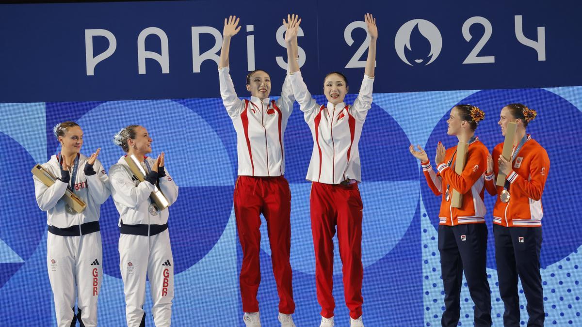 Entrega de medallas de la natación artística de los JJOO