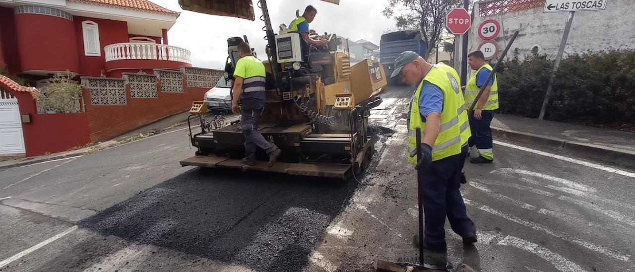 Obras en la calle Las Toscas, en Tacoronte