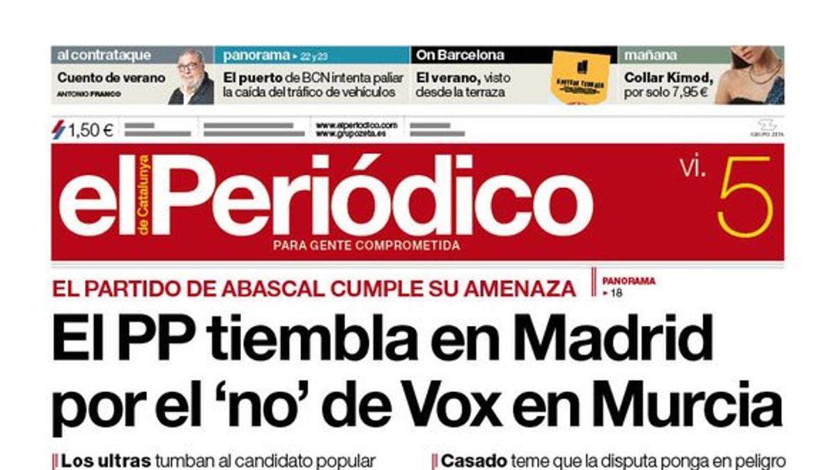 La portada de EL PERIÓDICO del 5 de julio del 2019