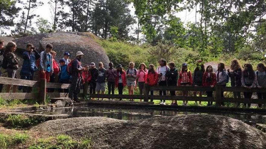 Los escolares, durante la visita.