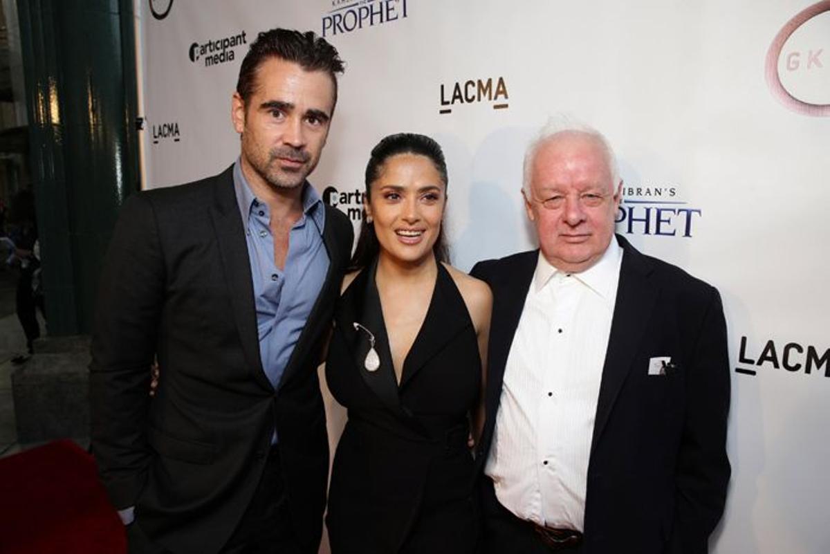 Colin Farrell, Salma Hayek y Jim Sheridan en el estreno de 'El Profeta'