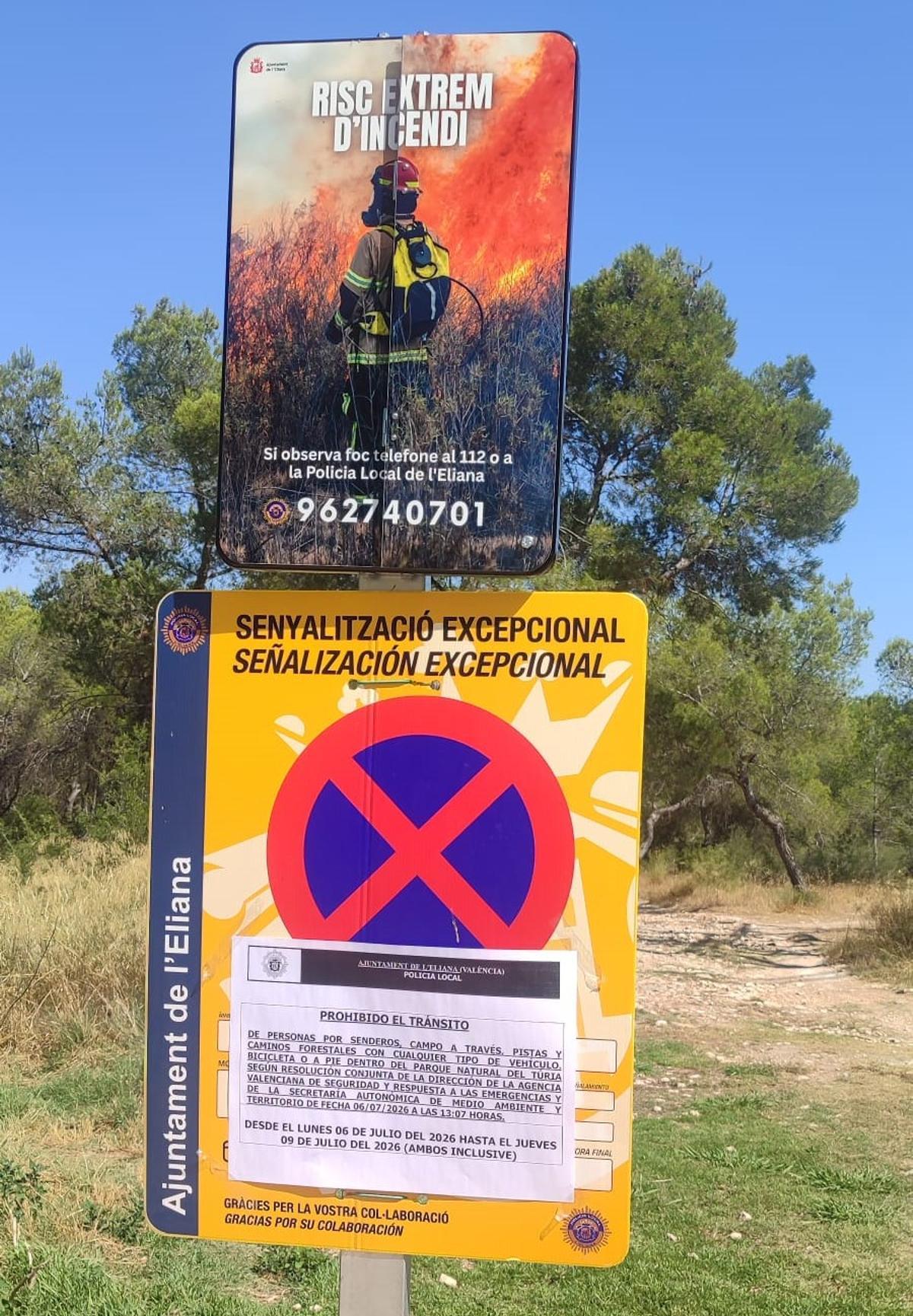 Cartelería difundida por el Ayuntamiento de l'Eliana.