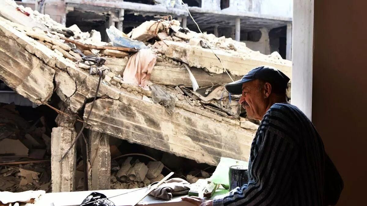 Imagen del edificio bombardeado en Damasco