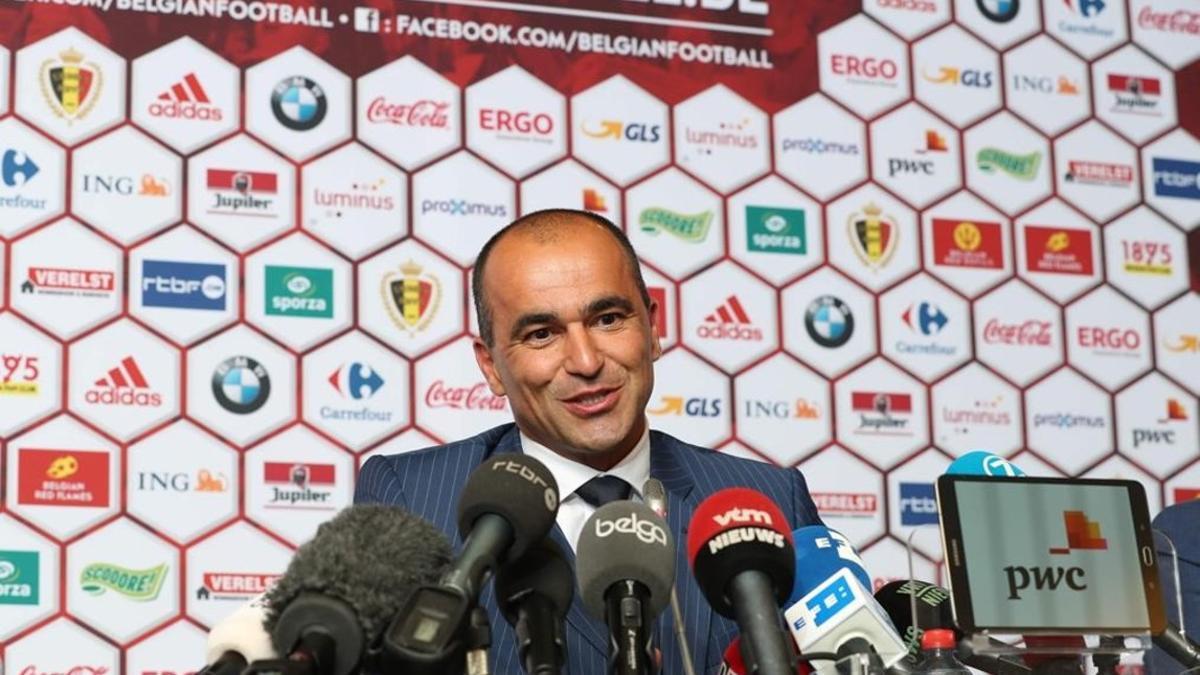 Roberto Martínez, el nuevo seleccionador de Bélgica, durante el acto de su presentación.