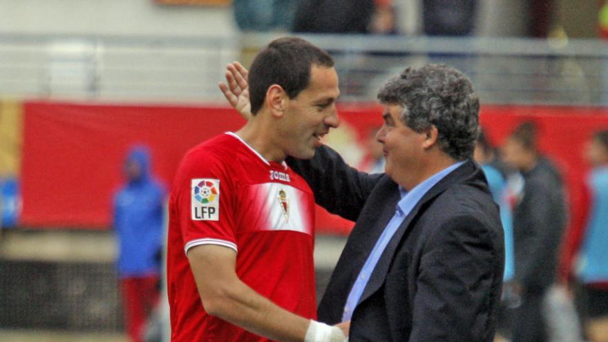 Onésimo y Acciari, como técnico y jugador del Murcia, en 2013.