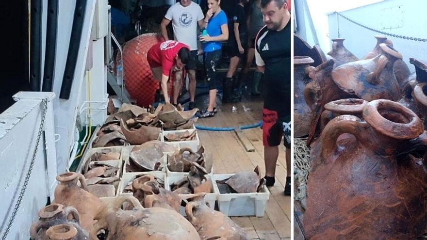 Un evento straordinario: l'oceanografico di Vigo "Miguel Oliver" cattura decine di anfore romane a sud di Formentera