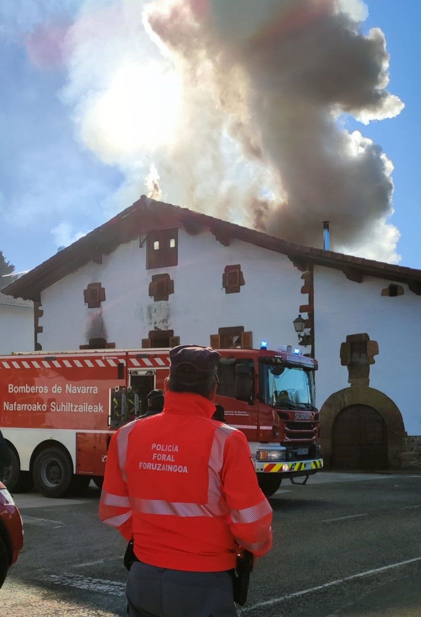 Imagen del incendio en la vivienda de Iraizoz.