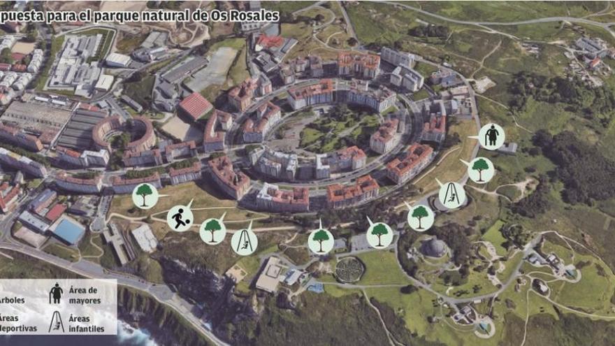 El Concello proyecta un parque natural con zonas de ocio y deportivas en Os Rosales