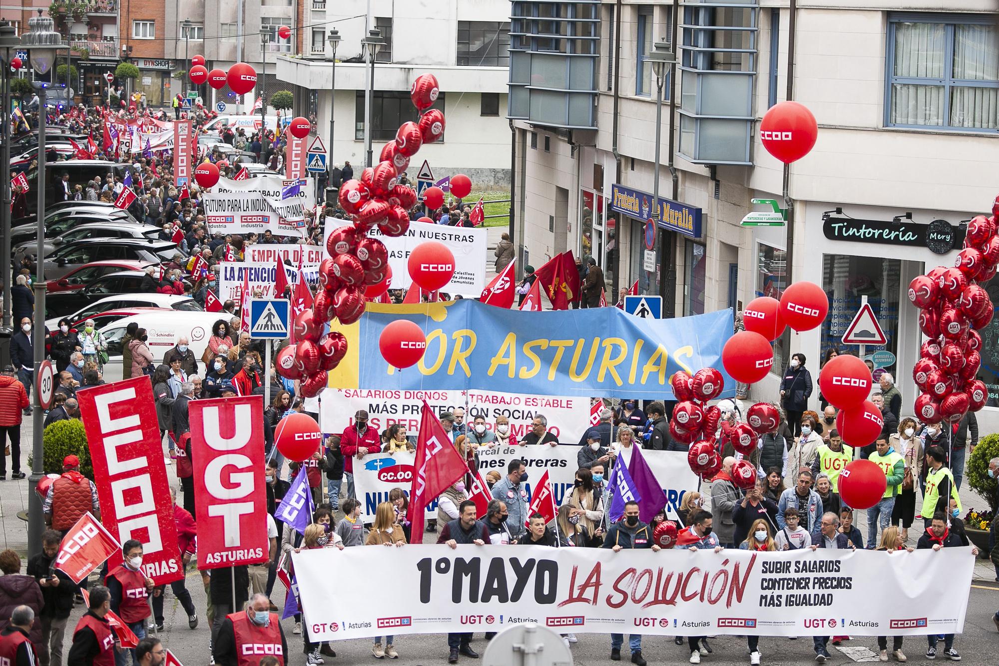 La manifestación del Primero de Mayo en Avilés