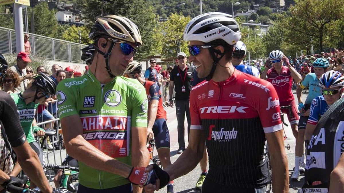 Nibali y Contador, en la salida de la quinta etapa de la Vuelta