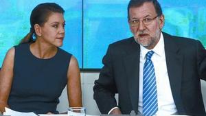 María Dolores de Cospedal y Mariano Rajoy, en una reunión del comité ejecutivo nacional del PP, el pasado 6 de mayo en Madrid.