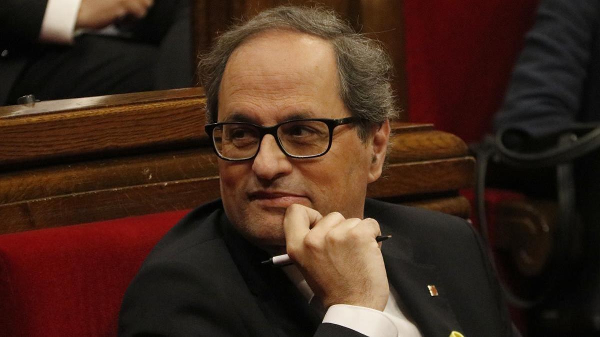 El presidente de la Generalitat, Quim Torra, en el Parlament.