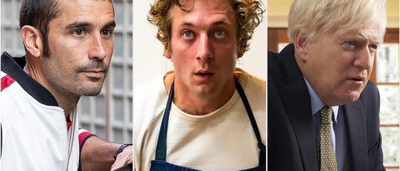 Álex García en ’El Inmortal’; Jeremy Allen White en ’The Bear’, y Keneth Branagh como Boris Johnson en ’This England’.