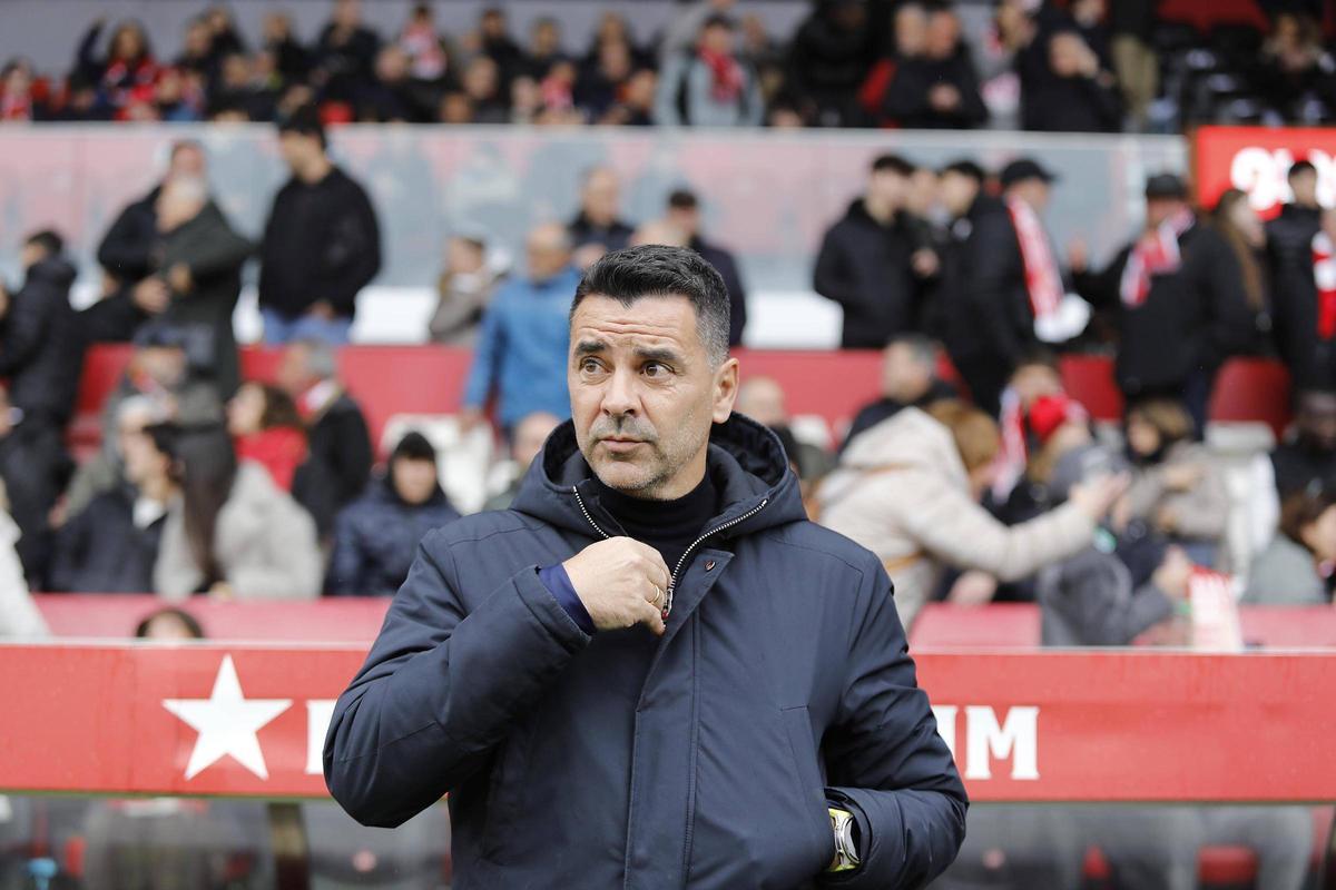 Míchel, ahir en el partit contra l'Athletic a Montilivi.