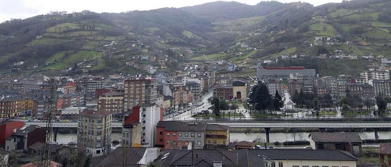 Edificios en El Entrego, en San Martín del Rey Aurelio.