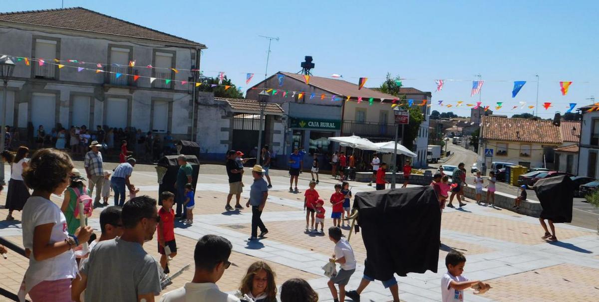 Encierro de las vacas bayones, ayer en Almeida de Sayago. | P. P.