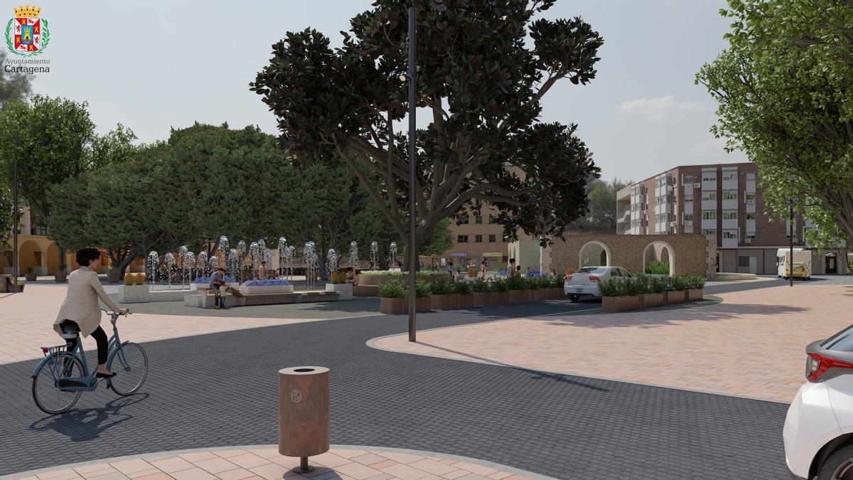 Recreación de como quedará la plaza Juan XXIII de Cartagena tras la remodelación.