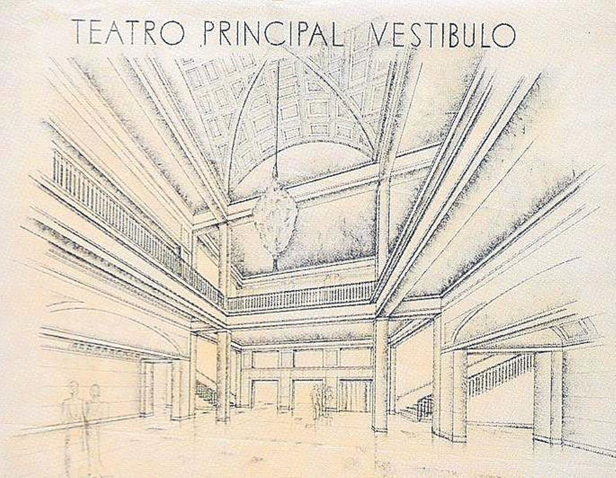 Imagen Perspectiva del vestíbulo ideado por Beltrán y Borobio en 1937.