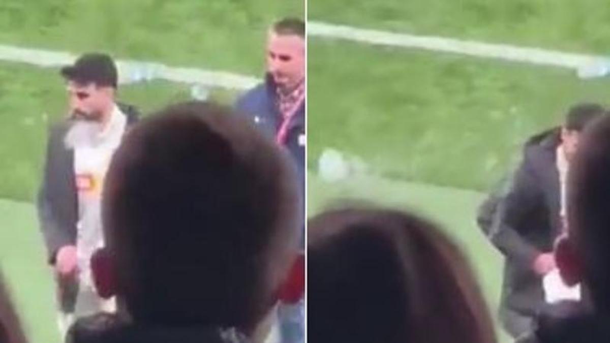 Momento en el que una de las botellas impacta y rebota en la cara del jugador