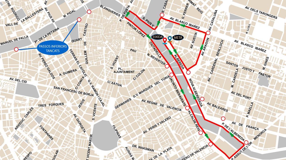 Plano del recorrido del 10K Valencia Ibercaja