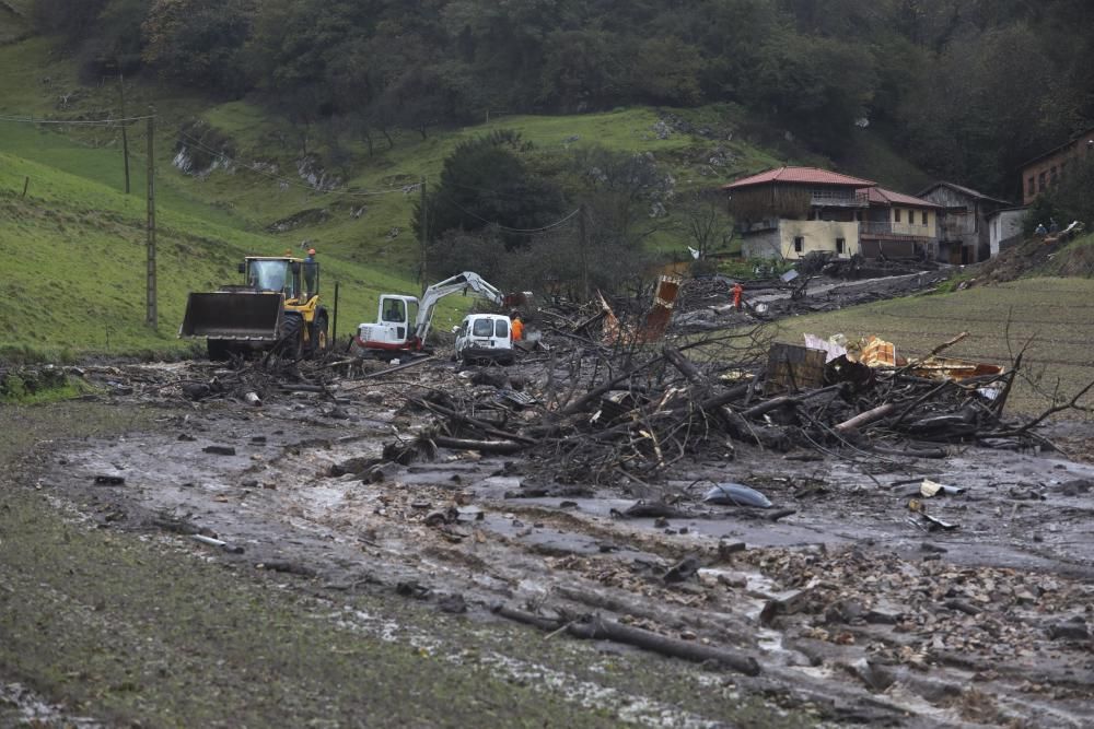 Temporal en Asturias: Un argayo sepulta una ganadería en Salas