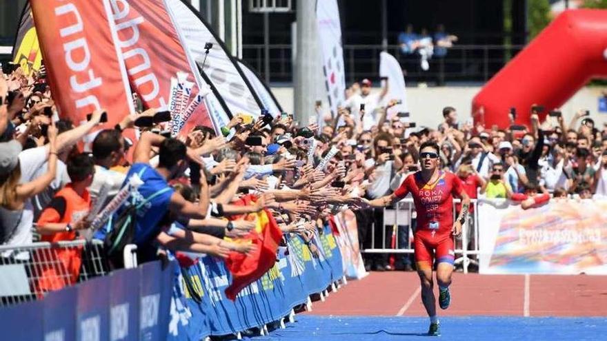 Gómez Noya, durante el pasado Mundial de Pontevedra. // Gustavo Santos