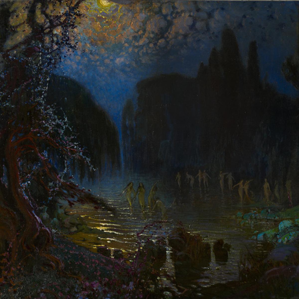 Detalle sobre un cuadro de ninfas del Museo Thyssen de Málaga.