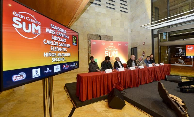 LAS PALMAS DE GRAN CANARIA. El director del Gran Canaria Sum Festival, Juan Francisco Senabre, presentaron junto a Antonio Morales y Pedro Quevedo, las novedades de la segunda edición. Grupos invitados Second  y Miss Cafeina. FOTO: J. PÉREZ CURBELO  | 17/01/2019 | Fotógrafo: José Pérez Curbelo