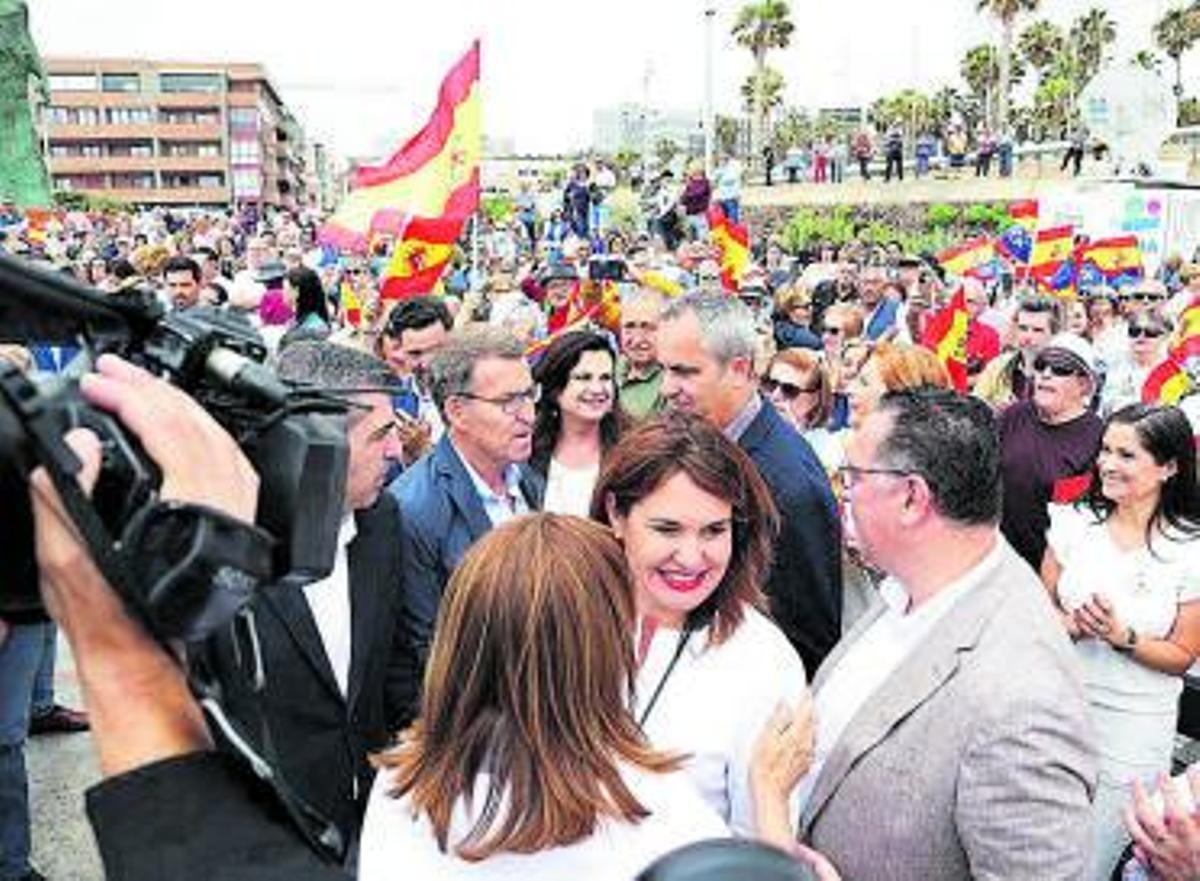 El presidente del PP nacional, en el mitin de Las Palmas de Gran Canaria. | | E.D.