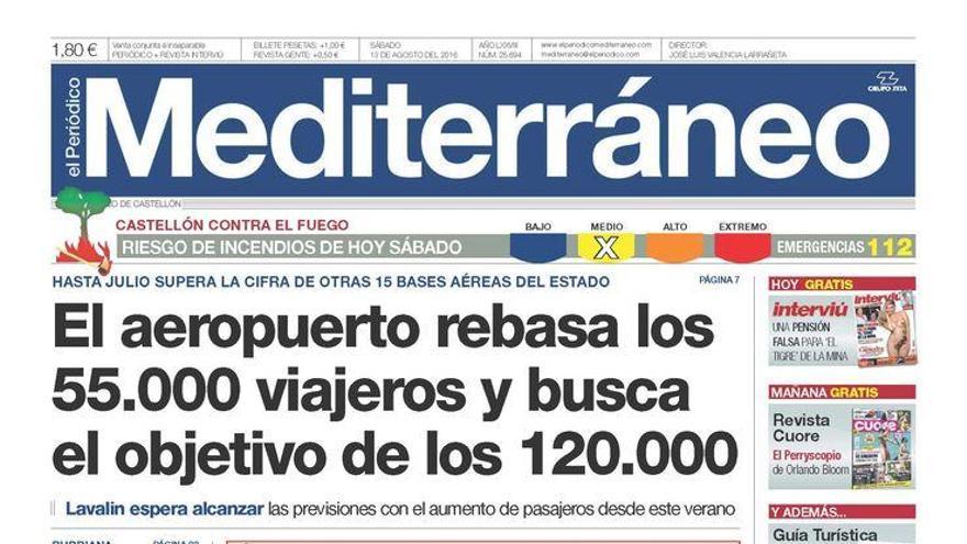 El aeropuerto rebasa los 55.000 viajeros y busca el objetivo de los 120.000, en la portada de Mediterráneo