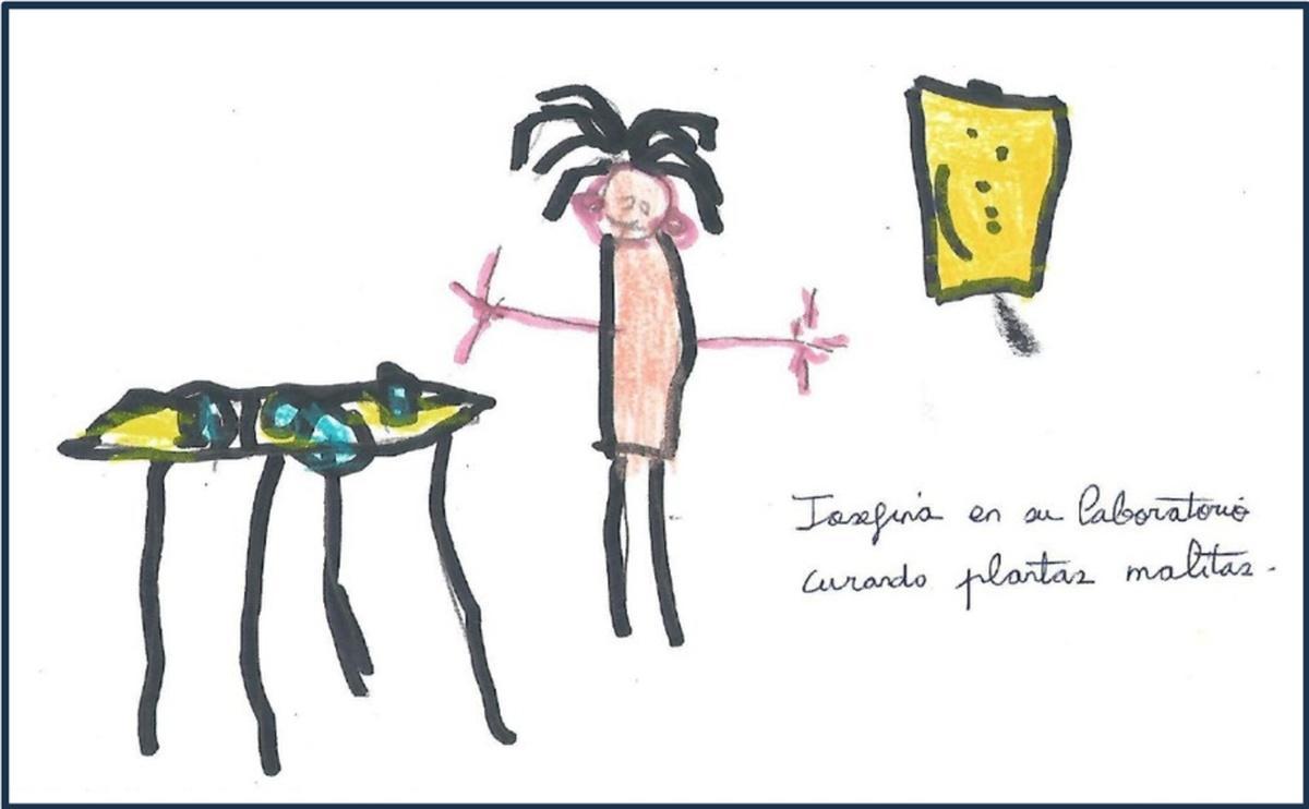 Dibujo de la científica Josefina Sillero realizado por una niña de una escuela infantil de Villafranca de Córdoba