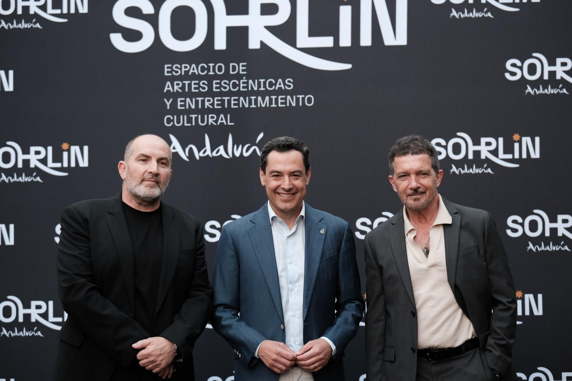 Photocall de la inauguración de Sohrlin Andalucía, el nuevo proyecto de Antonio Banderas y Domingo Sánchez de una escuela de artes escénicas.