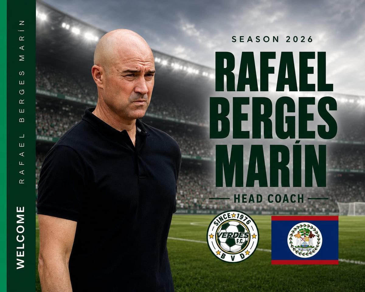 Anuncio del Verdes FC con su nuevo entrenador para la temporada del Torneo Apertura 2026, Rafa Berges.