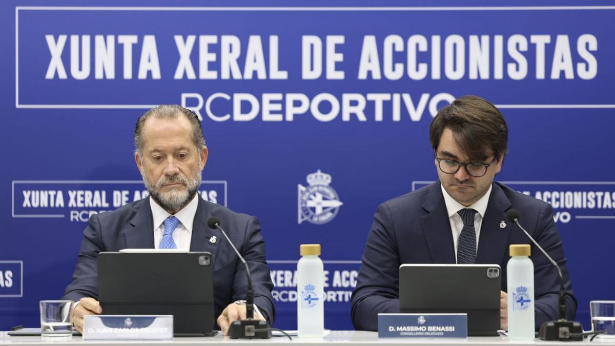 Juan Carlos Escotet y Massimo Benassi, en la junta del año pasado