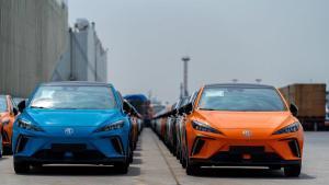 Vehículos de la marca MG listos para su exportación. | E. P. 06/09/2022 Photo shows the first batch of MG Motors new pure electric vehicles Mulan or MG4 ELECTRIC, the name overseas, arrived at the port of Zeebrugge, Belgium, on September 2nd. POLITICA XINHUA SILK ROAD/PR NEWSWIRE. See Release
