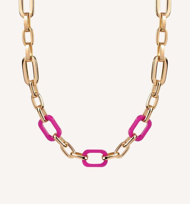 Collar eslabones cuadrados carey fucsia de Vidal &amp; Vidal