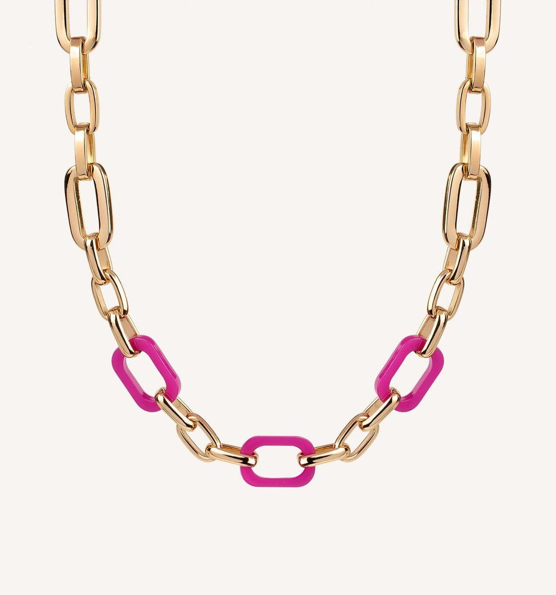 Collar eslabones cuadrados carey fucsia de Vidal & Vidal