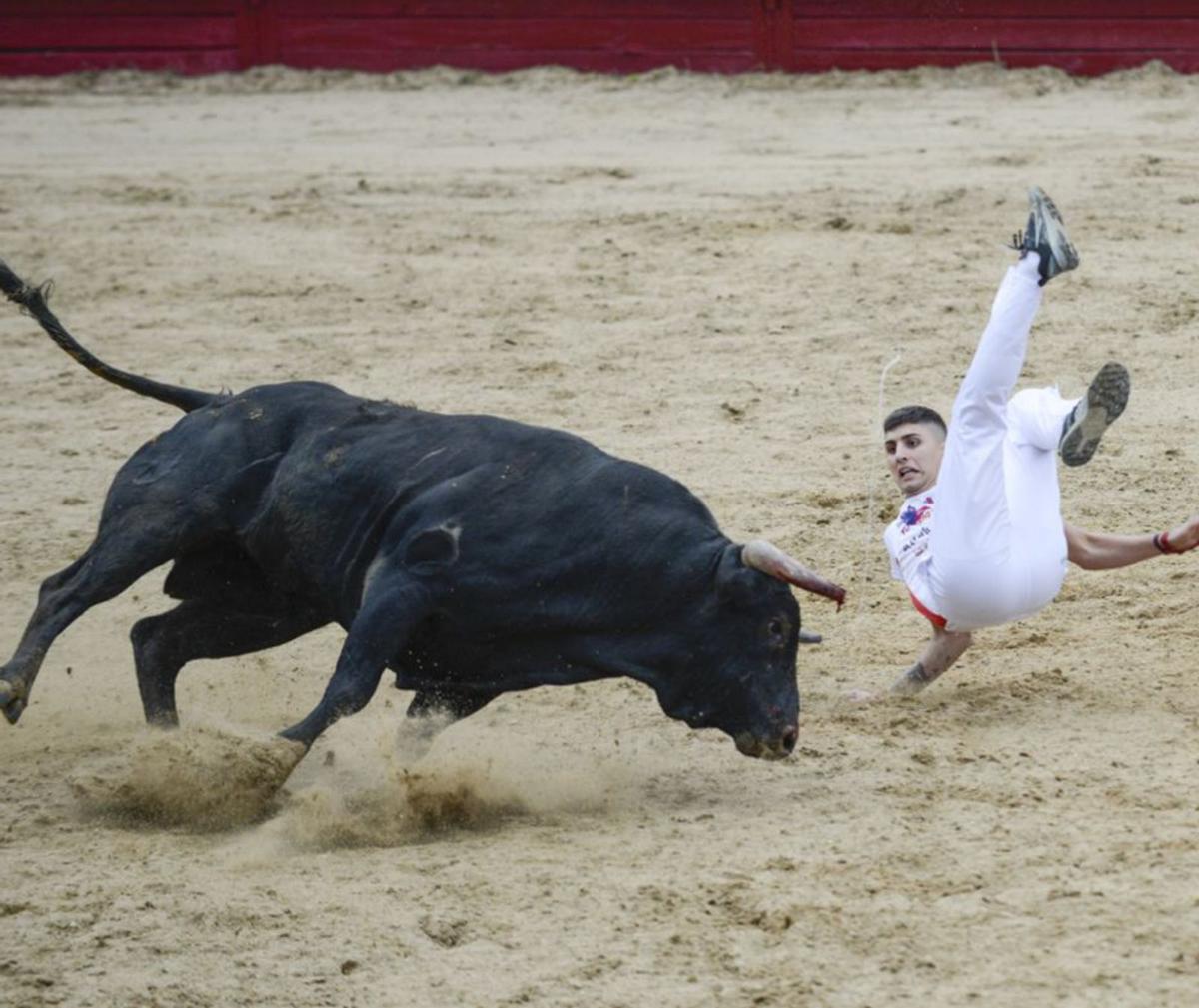 El navarro Aarón Grande, tras su percance con el novillo de la final. | J. A. G.