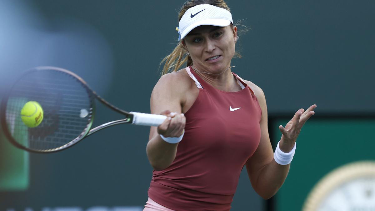 Paula Badosa en un moment del seu partit a Indian Wells